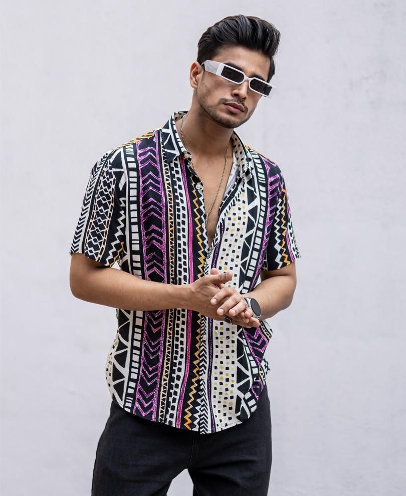 Poly Cotton Printed Half Sleeves Regular Fit Men's Casual Shirt