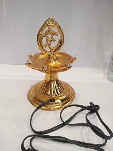 Electric Gold LED Plastic Diya Light for Diwali Temple Decoration - 1 Layer (Height: 5 inches)