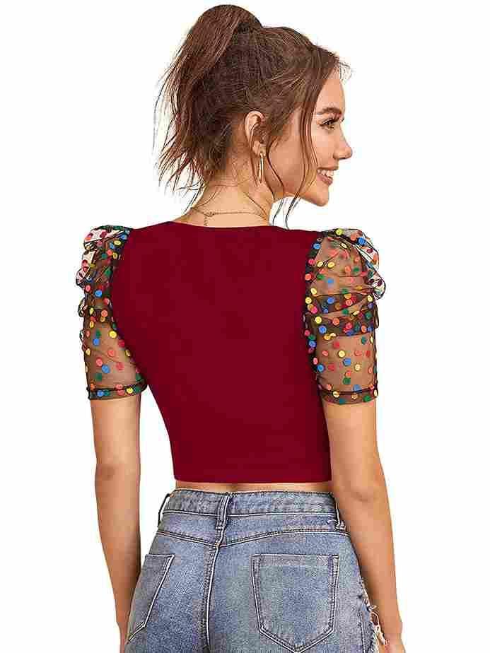 Women's Western Crop Top with Half Sleeves