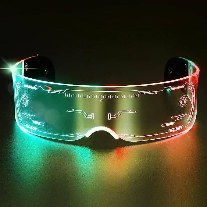 LED Glasses, Light Up Visor Glasses with 7 Colors and 5 Modes