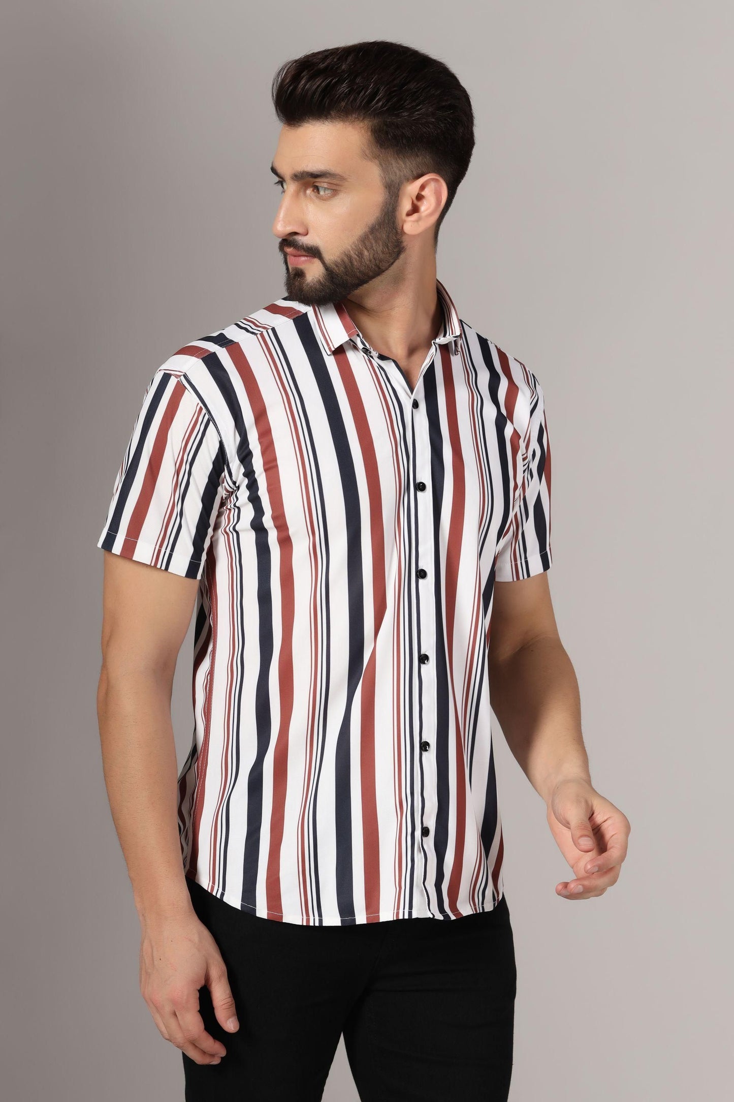 Lycra Printed half Sleeves Regular Fit Men's Casual Shirt