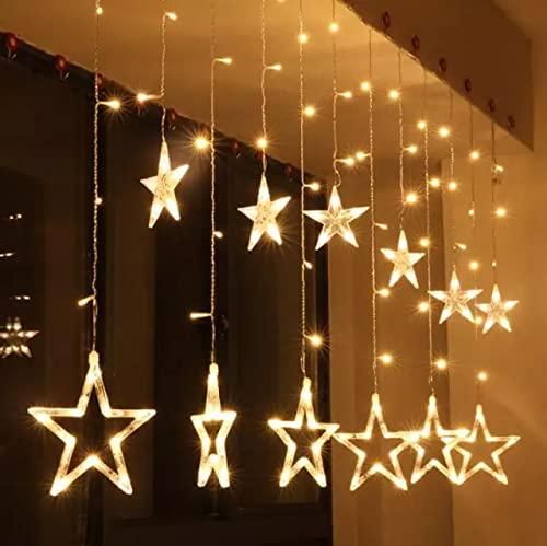String Lights with 12 Hanging Golden Stars