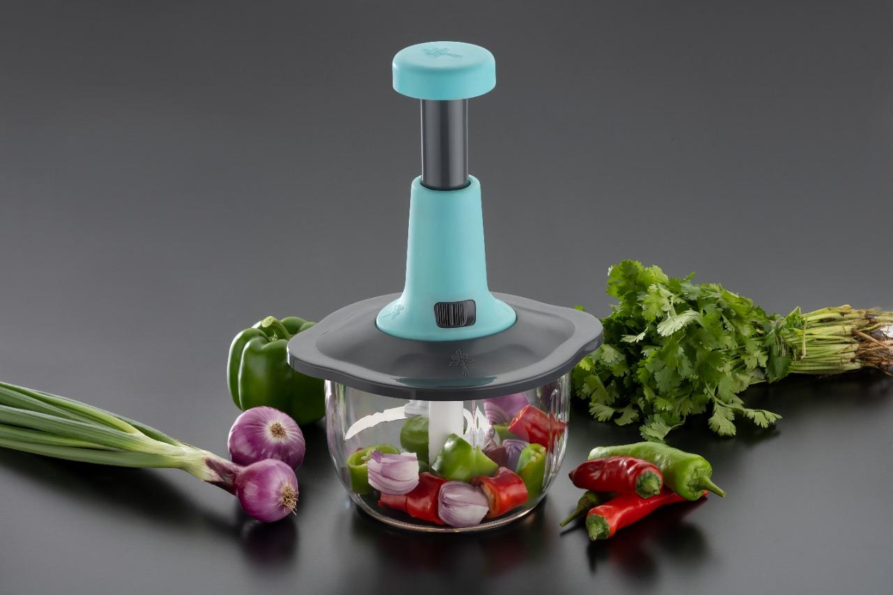 Large Manual Hand-Press Steel Food Chopper: Versatile Vegetable Mixer and Cutter