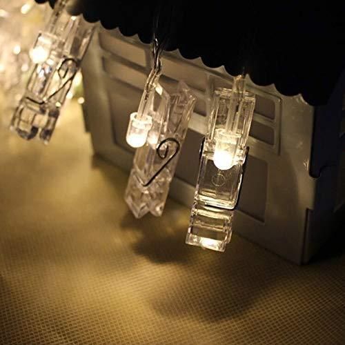 Photo Clip LED String Lights: 16 Lights for Hanging Photos at Birthday, Festival, Wedding, and Home Parties with Warm White Glow