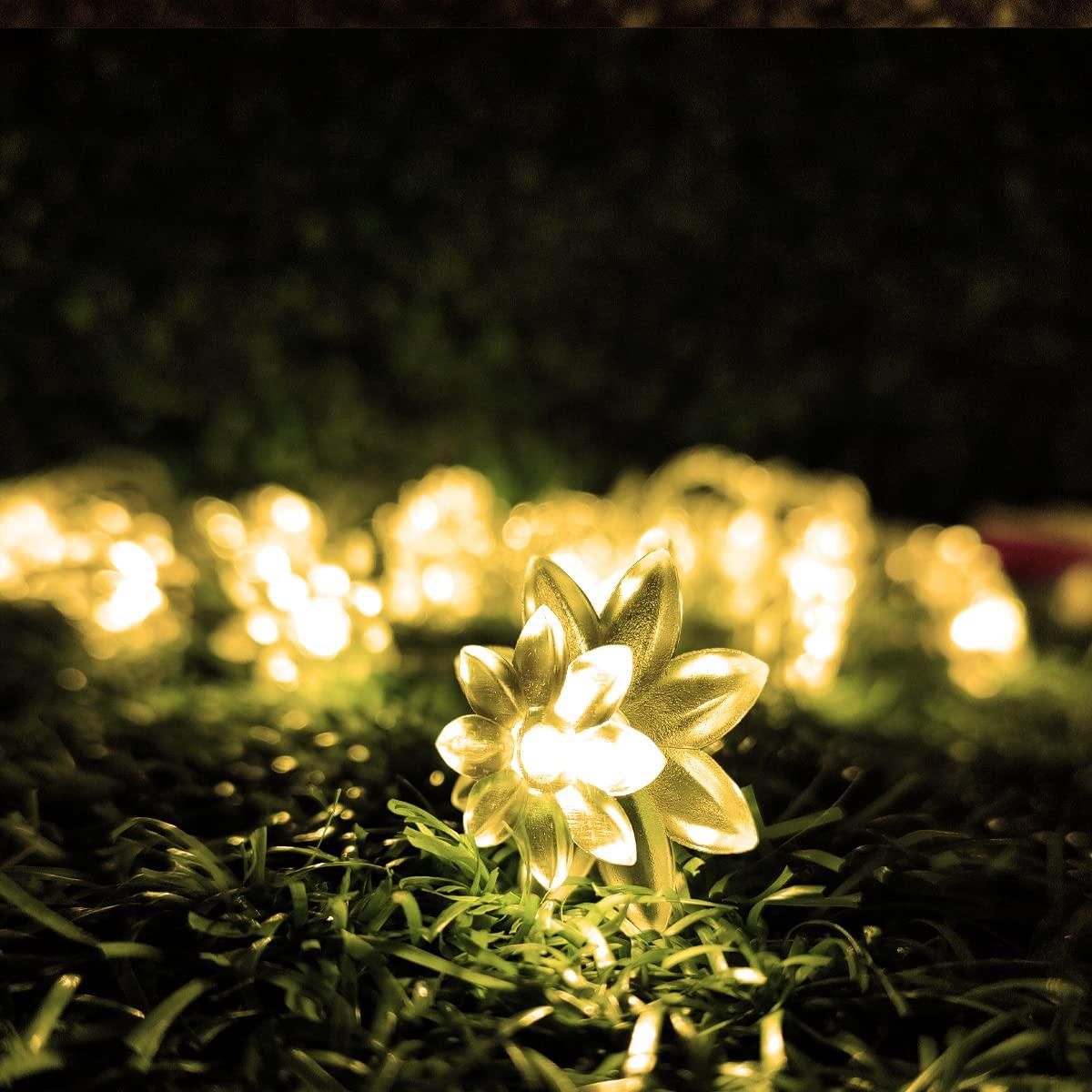 Warm White Decorative String Light with 14 LED Lotus Flower