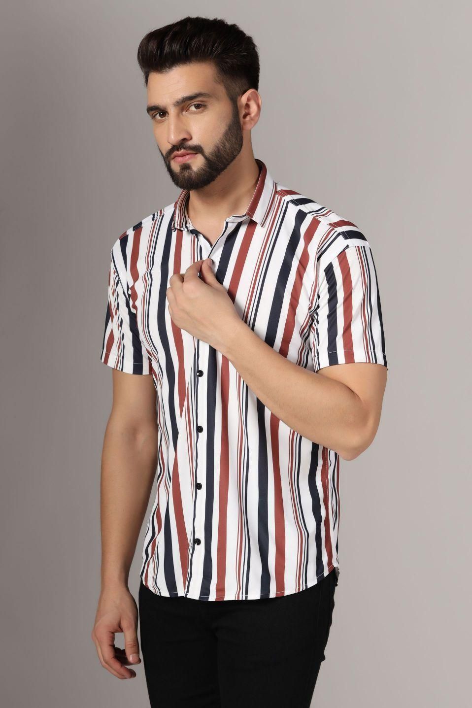 Lycra Printed half Sleeves Regular Fit Men's Casual Shirt