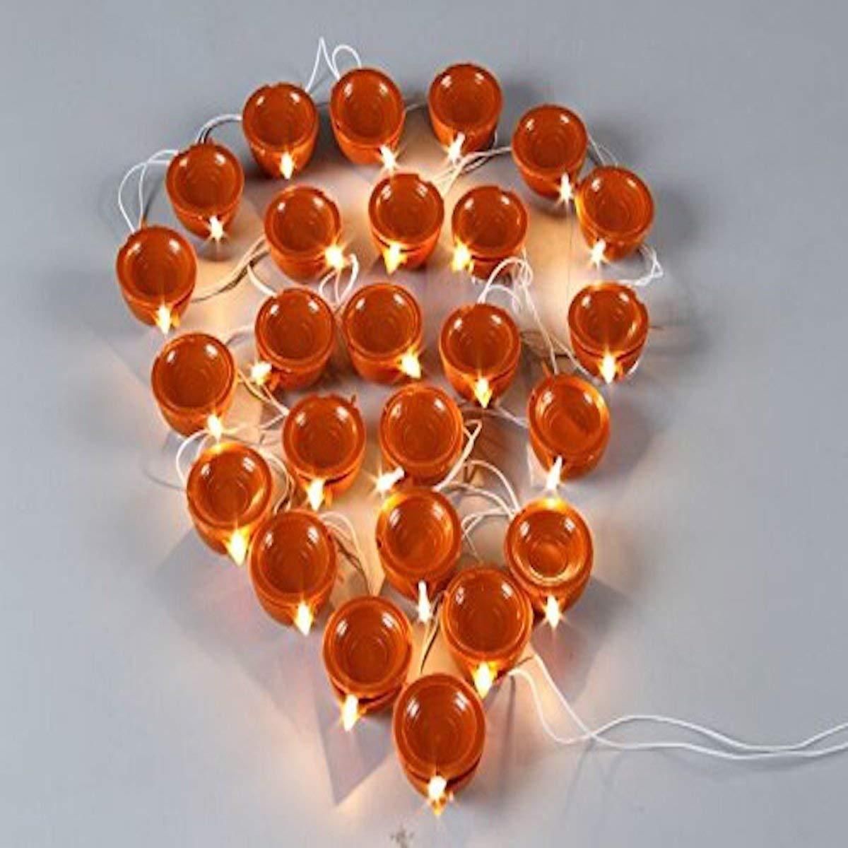 16 LED Diya Deepak Brown String Lights