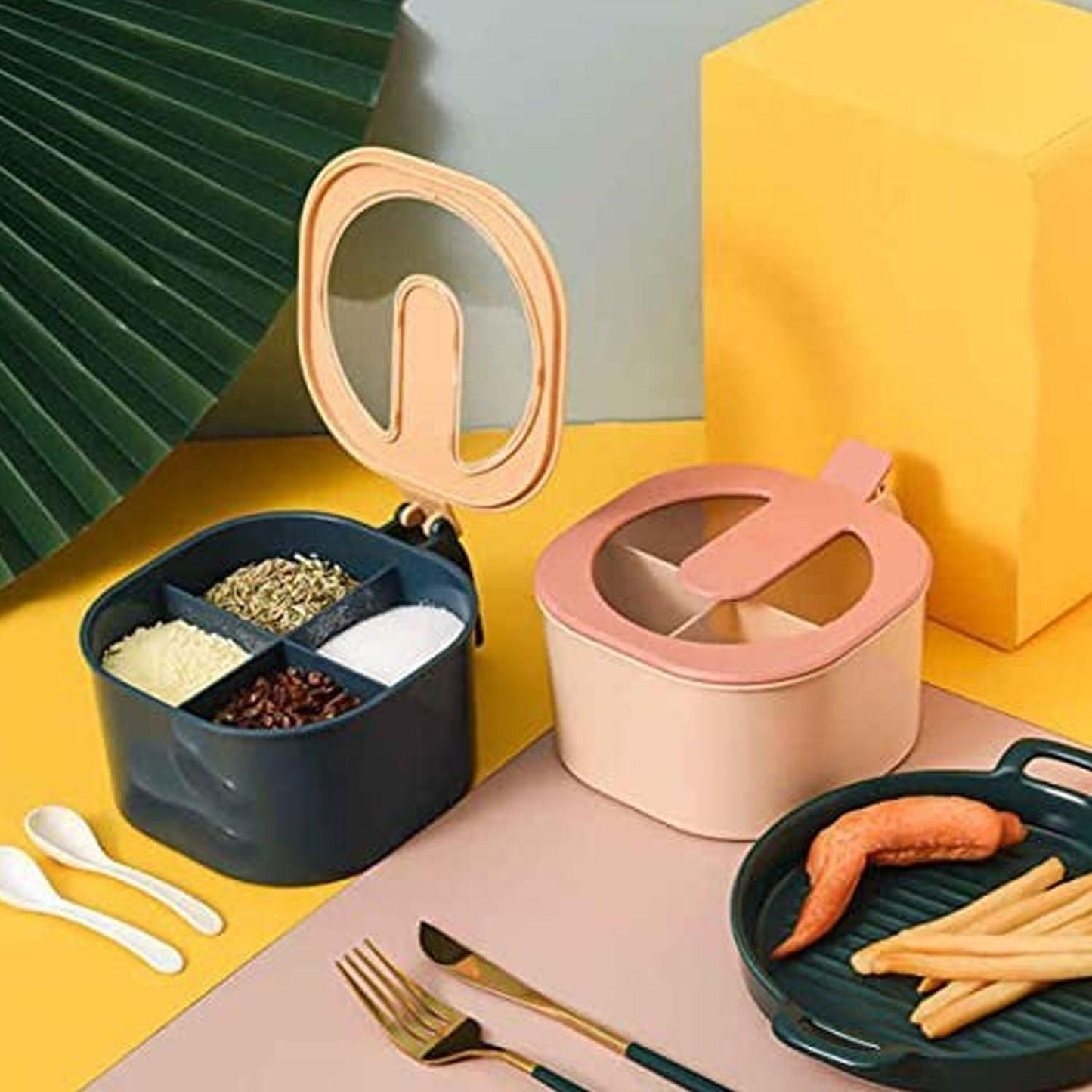 4 Compartment Seasoning Storage Container for Spices