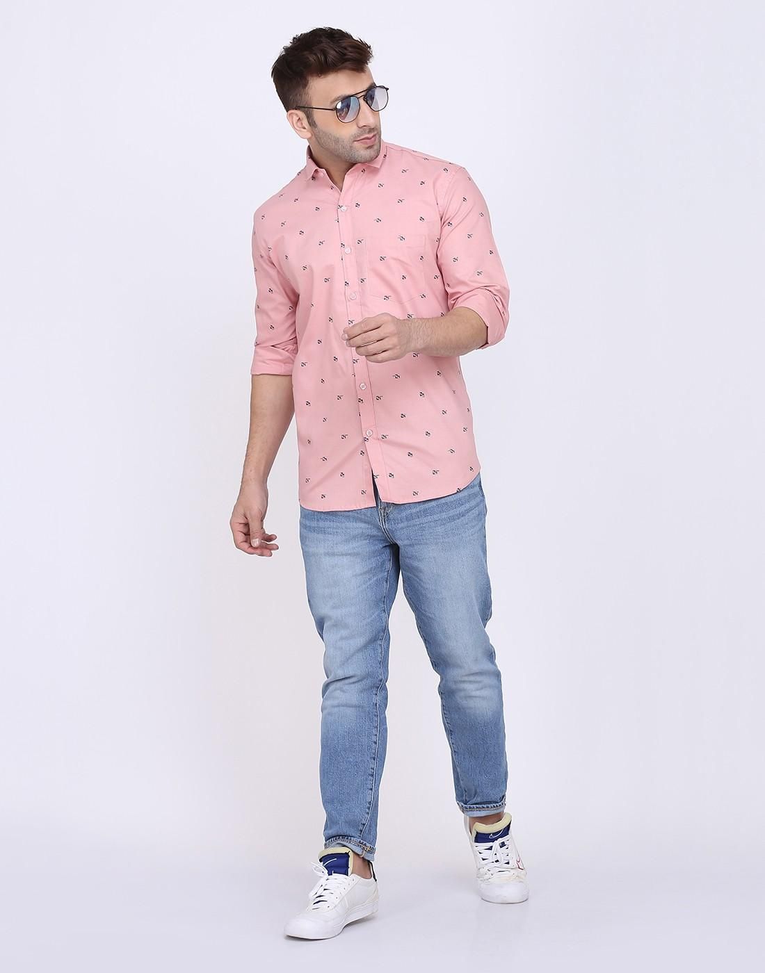 Cotton Blend Printed Full Sleeves Regular Fit Men's Casual Shirt