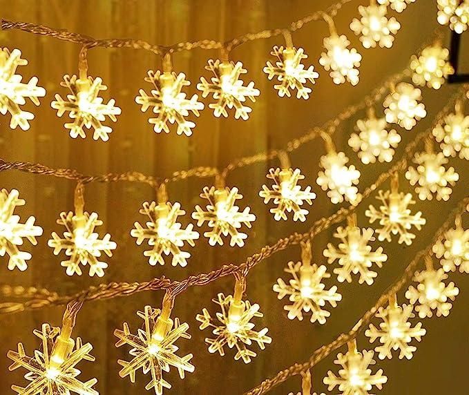 Waterproof Battery-Powered Snowflake Lights: 14 LED 3M Garden Fairy Lights