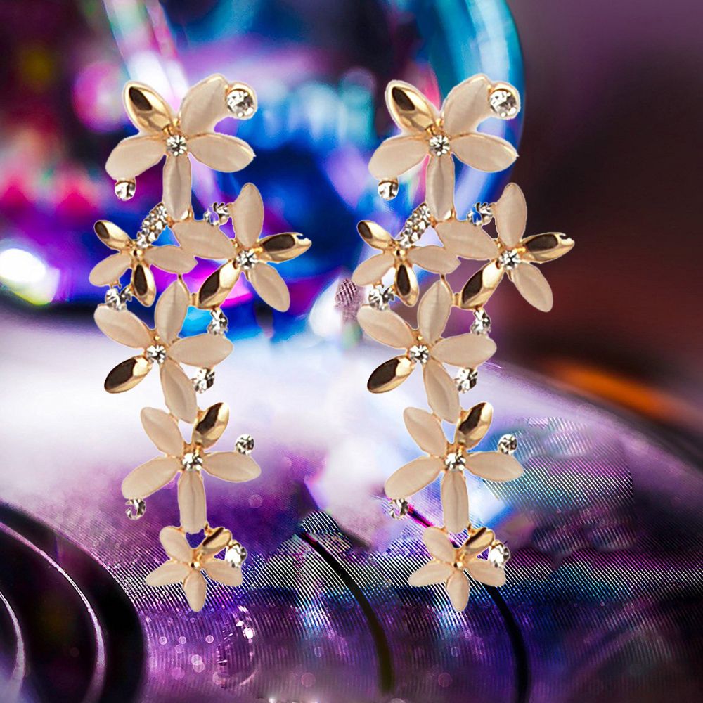 Trendy Gold Plated & Stones Earring