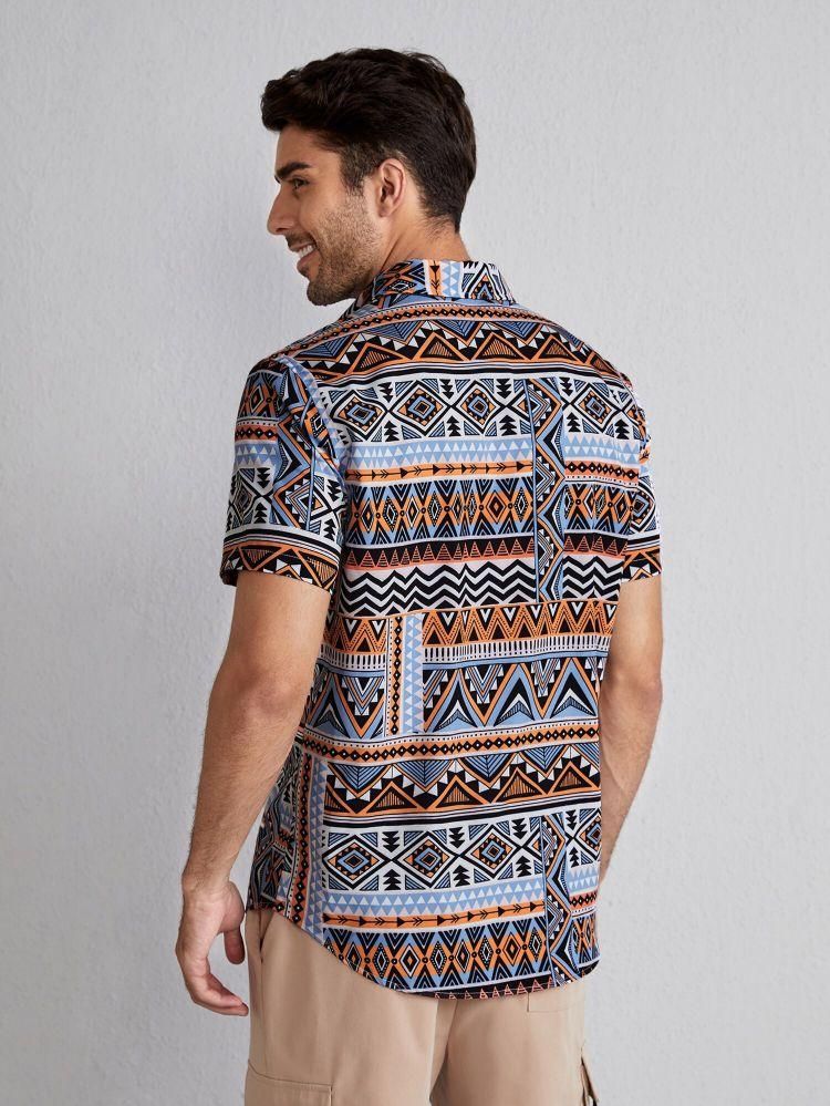 Lycra Printed half Sleeves Regular Fit Men's Casual Shirt