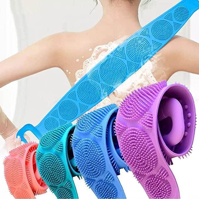 Silicone Dual Sided Back Scrubber Brush & Massager Foot Sole Cleaner