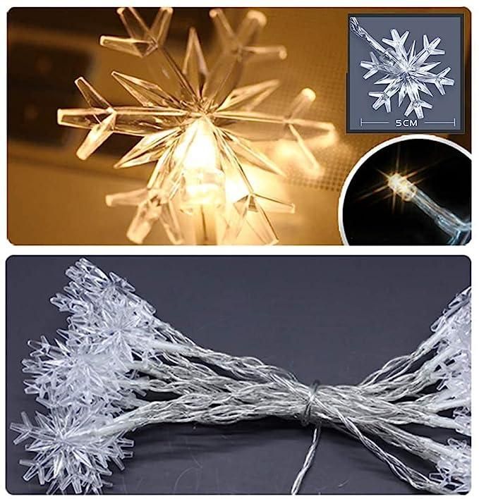 Waterproof Battery-Powered Snowflake Lights: 14 LED 3M Garden Fairy Lights