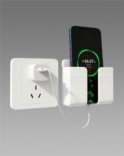 Wall Mounted Mobile Holder With Adhesive Strips & Charging Holder