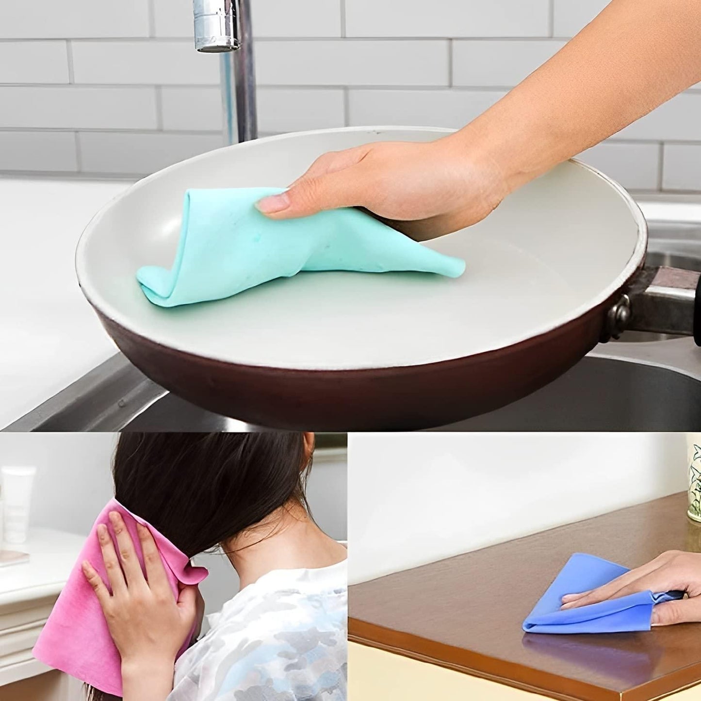 Reusable Kitchen Cloths for Cleaning, Multipurpose Water Absorbent Cloth for Table, Window Glasses, Car