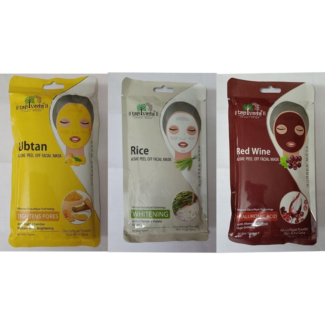 Ubtan Algae Peel-Off Mask for Tan Removal & Deep Cleansing (90g) | Tackles Blackheads & Whiteheads | Glowing Skin Face Mask (Pack of 3)