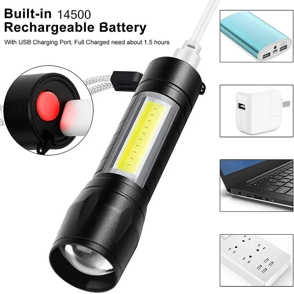 Electric Pocket Torch - Plastic Rechargeable Flashlight with Hanging Rope