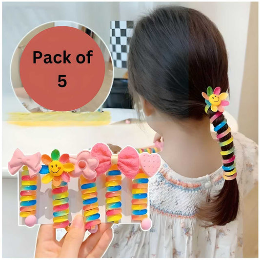 Elastic Spiral Hair Bands for Girls (5pcs)