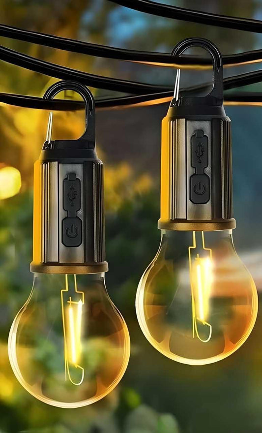 Decorative Hanging Bulb with 3 Modes Tent Lamp for Camping (Pack of 2)