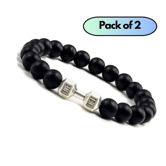 Black Matte Agate Onyx Beads Bracelet ( Pack of 2)