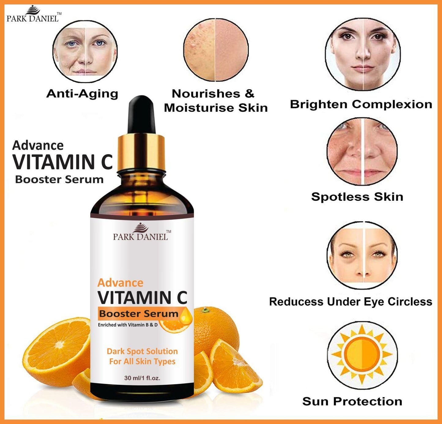 Park Daniel Vitamin-C Booster Serum For Nourished & Bright Skin with Antioxidant (Pack of 1 of 30 ML)