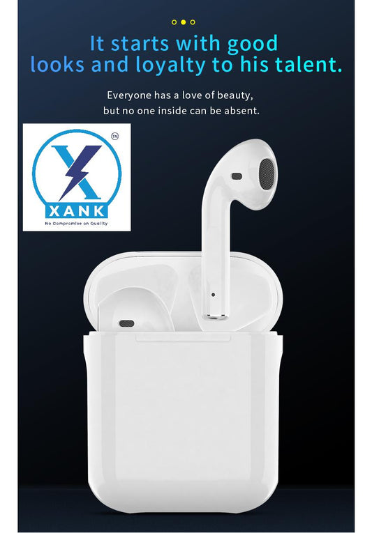 XANK i12 Earbuds with Charging Case Support - All Smartphones & Tablets (White)