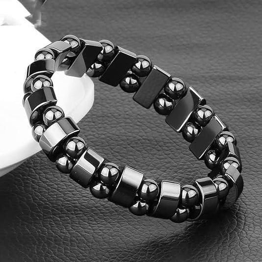 Magnetic Sugar Control Bracelet, Unisex Stylish Health Care Magnetic Black Stone Therapy Bracelet