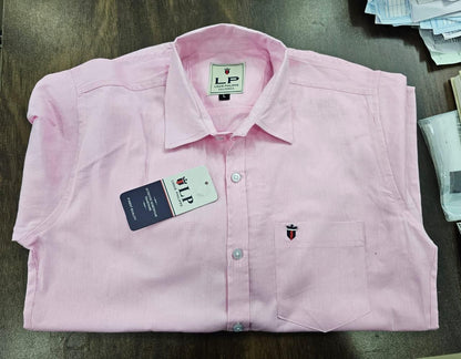 Cotton Solid Full Sleeves Pink Casual Shirt for Men's