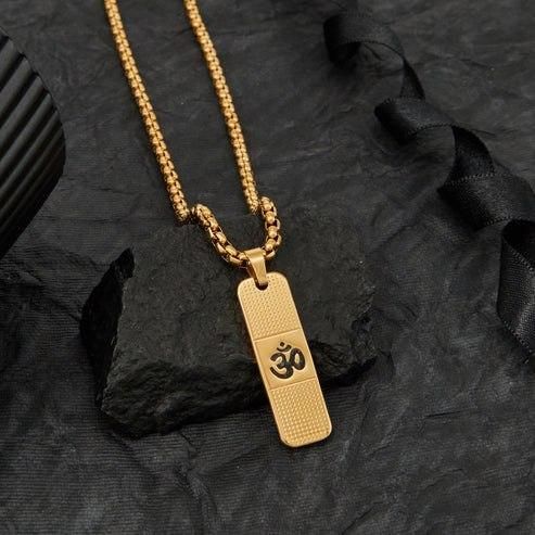 Genuine OM Necklace for Men with Premium 24K Gold Plating