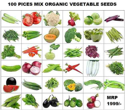 Organic Mix Varieties of 100 Pieces Seeds With 5 Pieces Grow Bag