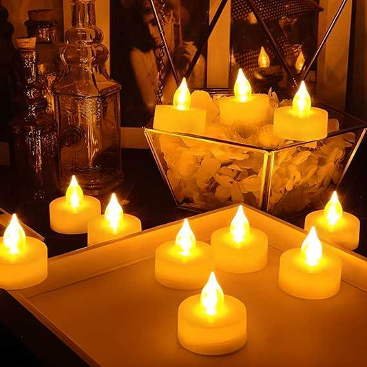 Battery Operated LED Candle Diyas - Decorative Lights (Pack of 12)