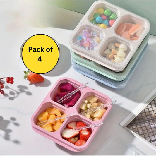 Bento Portable Snack Box Divided Food Container (Pack of 4)