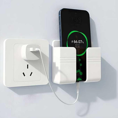 Wall Mounted Mobile Holder With Adhesive Strips & Charging Holder