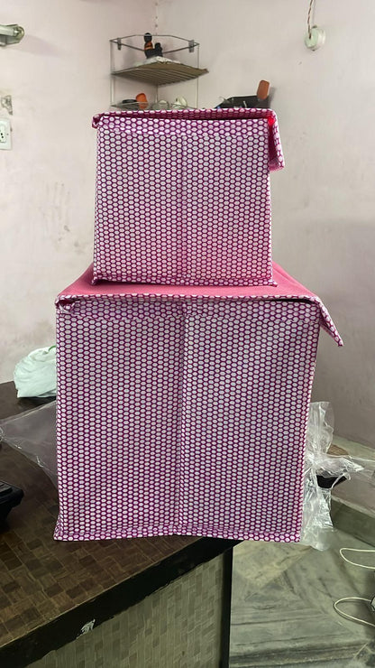 Foldable Woven Storage Box Organizer (1 Big Box & 1 Small Box)