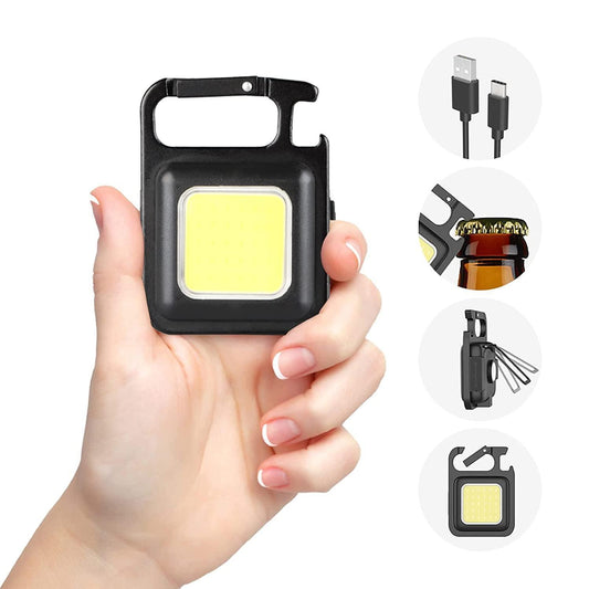 Mini LED COB Flashlight, Keychain Light, 500 Lumen Rechargeable Flashlights