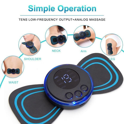 Rechargeable Mini Massager - 8 Modes & 19 Strength Levels for Pain Relief