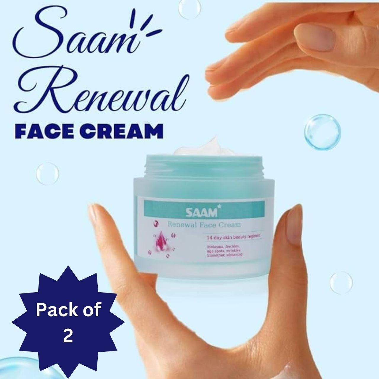 Saam Renewal Face Cream (Pack of 2) | Removes Wrinkles, Melasma, Freckles, Skin Aging, and Dark Spots