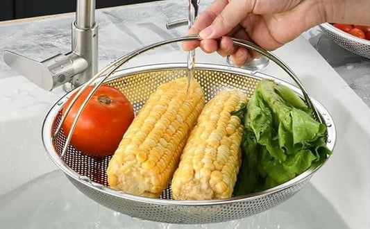 Stainless Steel Draining, Rinsing, Washing Ideal for Kitchen Vegetables & Fruits