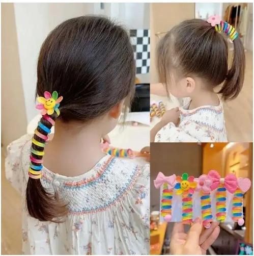 Elastic Spiral Hair Bands for Girls (5pcs)