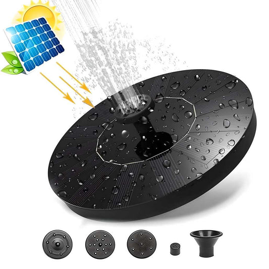 Fountain Solar Power Floating Water Pump for Pool, Pond, Garden, and Patio Plants - Round 7V 1.4W (Black)