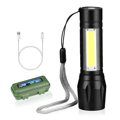 Electric Pocket Torch - Plastic Rechargeable Flashlight with Hanging Rope