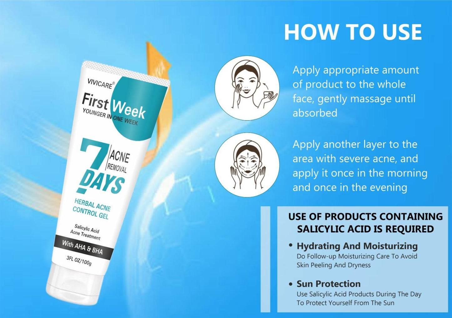 Flow Week Salicylic Acid Acne Treatment Gel 30 Gram (Pack of 2)