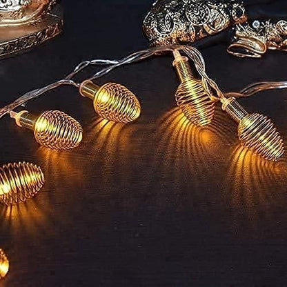 10-Feet Copper Wire Decorative Diwali String Lighting with 14 Yellow Spring Ball Lights