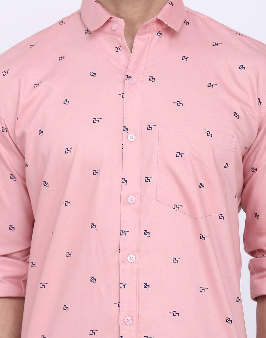 Cotton Blend Printed Full Sleeves Regular Fit Men's Casual Shirt