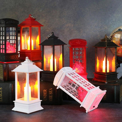 Pack of 6 Decorative Lanterns with Hanging LED Pillar Candles, Battery Operated