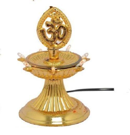 Electric Gold LED Plastic Diya Light for Diwali Temple Decoration - 1 Layer (Height: 5 inches)