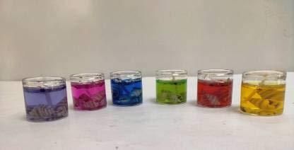 Pack of 12 Multicolored, Smokeless, Decorated Mini Cute Glass Jelly Gel Candles