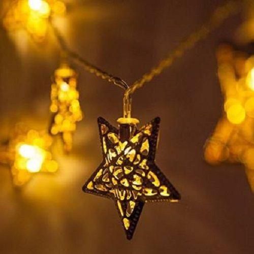 16 LED Golden Metal Star Copper String Fairy Light for Decoration - Warm White