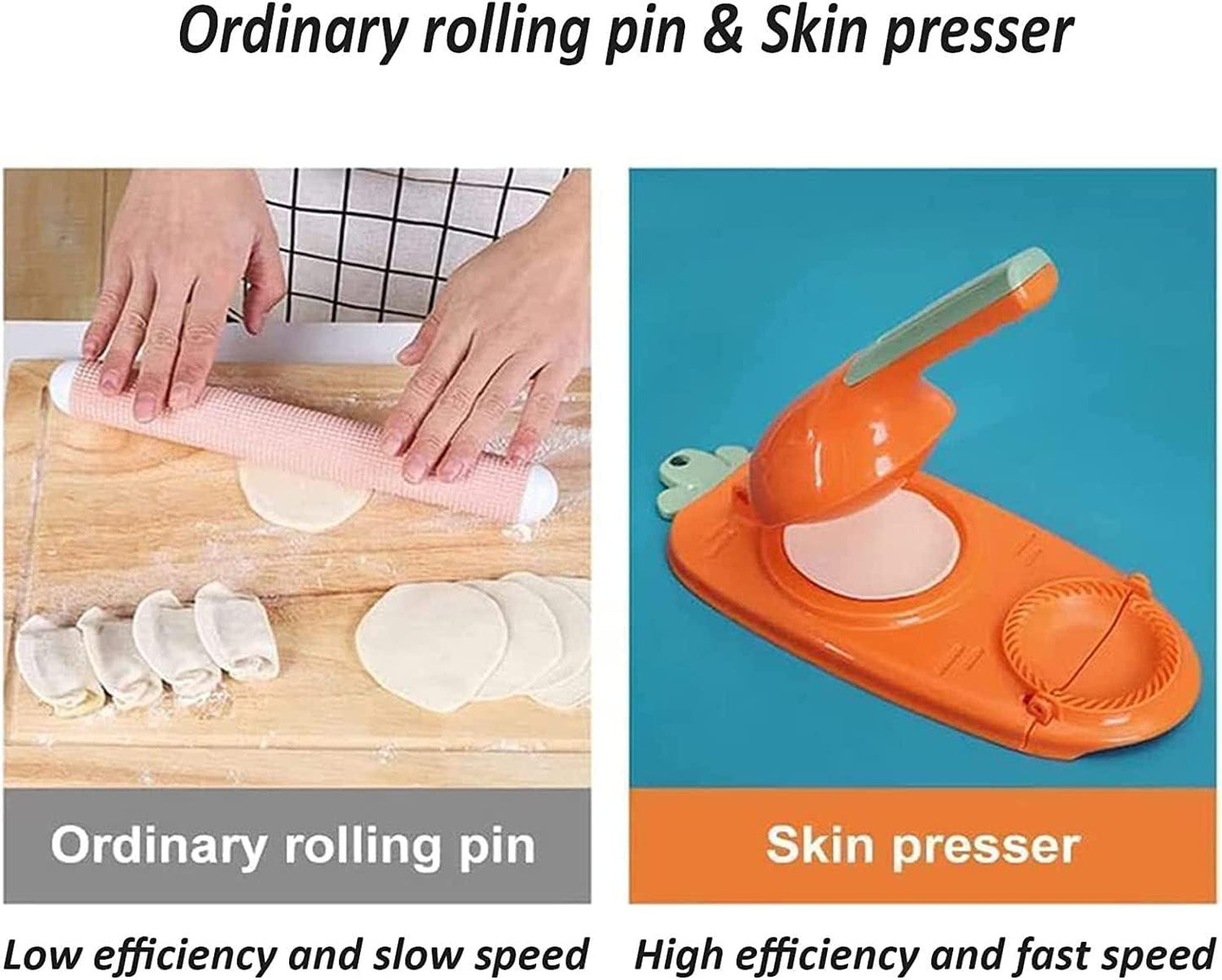 2-In-1 Portable Press Dumpling Skin Maker Machine (Orange)